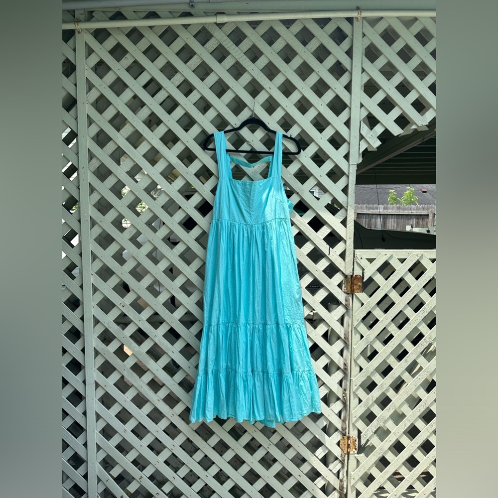 Anthropologie Blue Sleeveless Square Neck Sundress - Picture 5 of 6